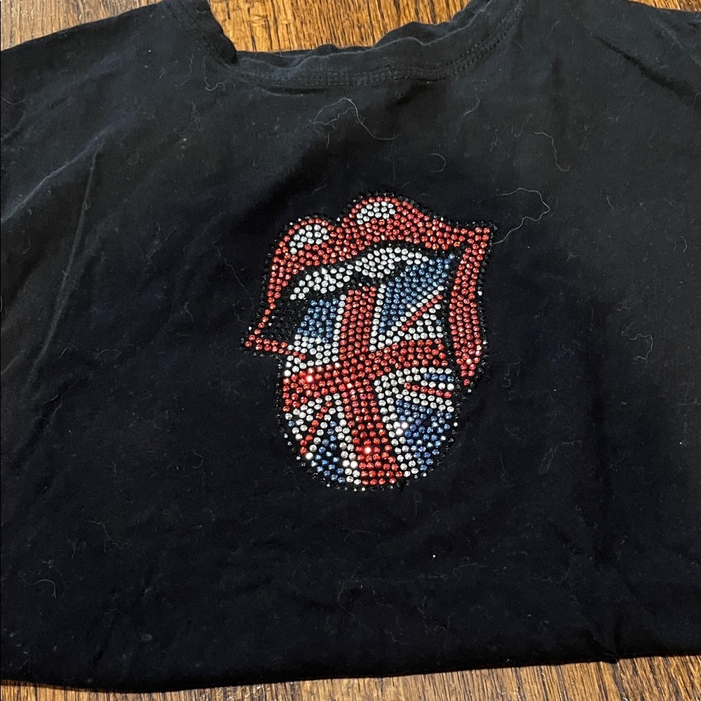 the Rolling Stones Black Kids' Rhinestone Union Jack Tongue Tee